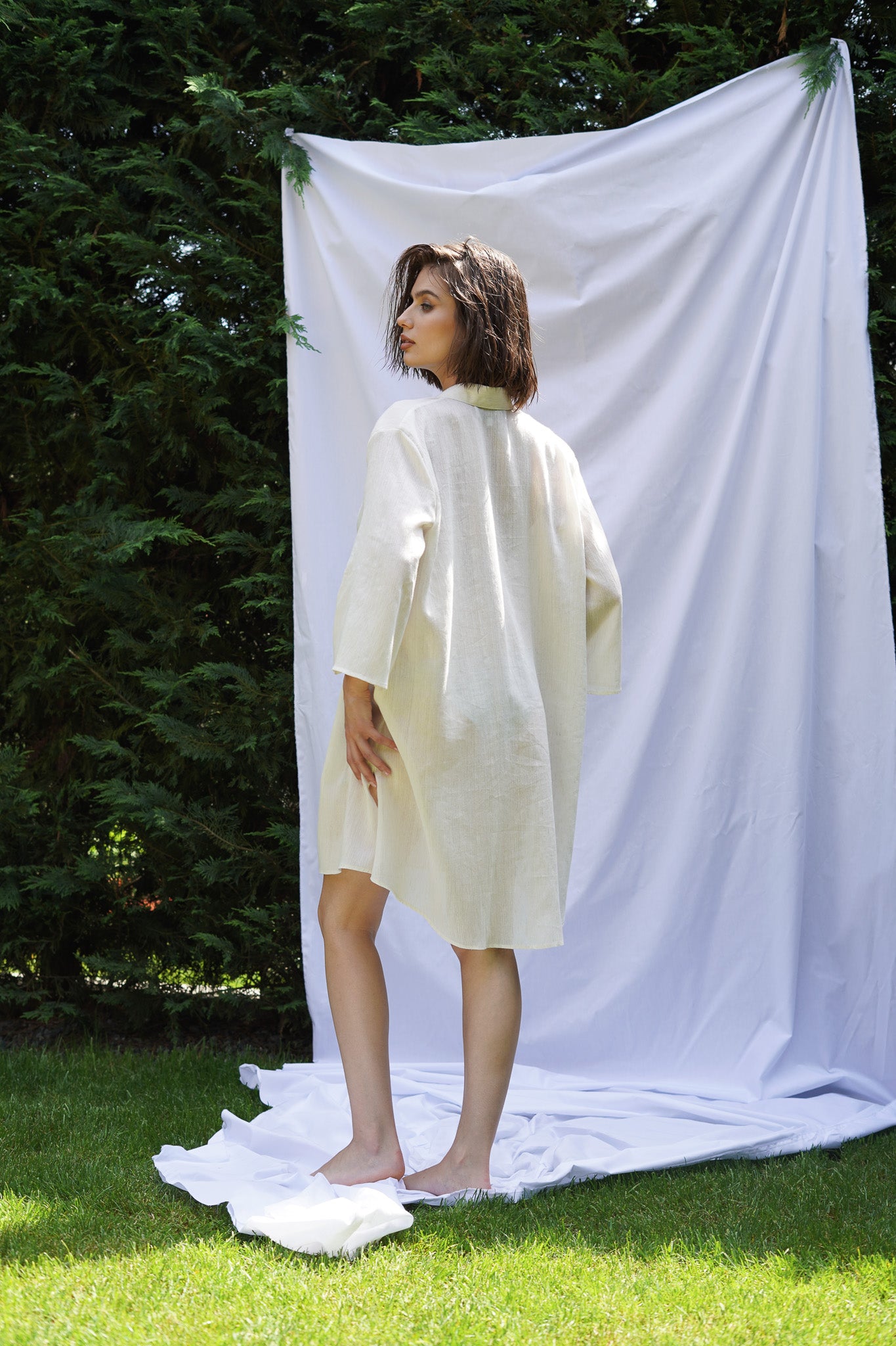 Beige summer shirt dresses