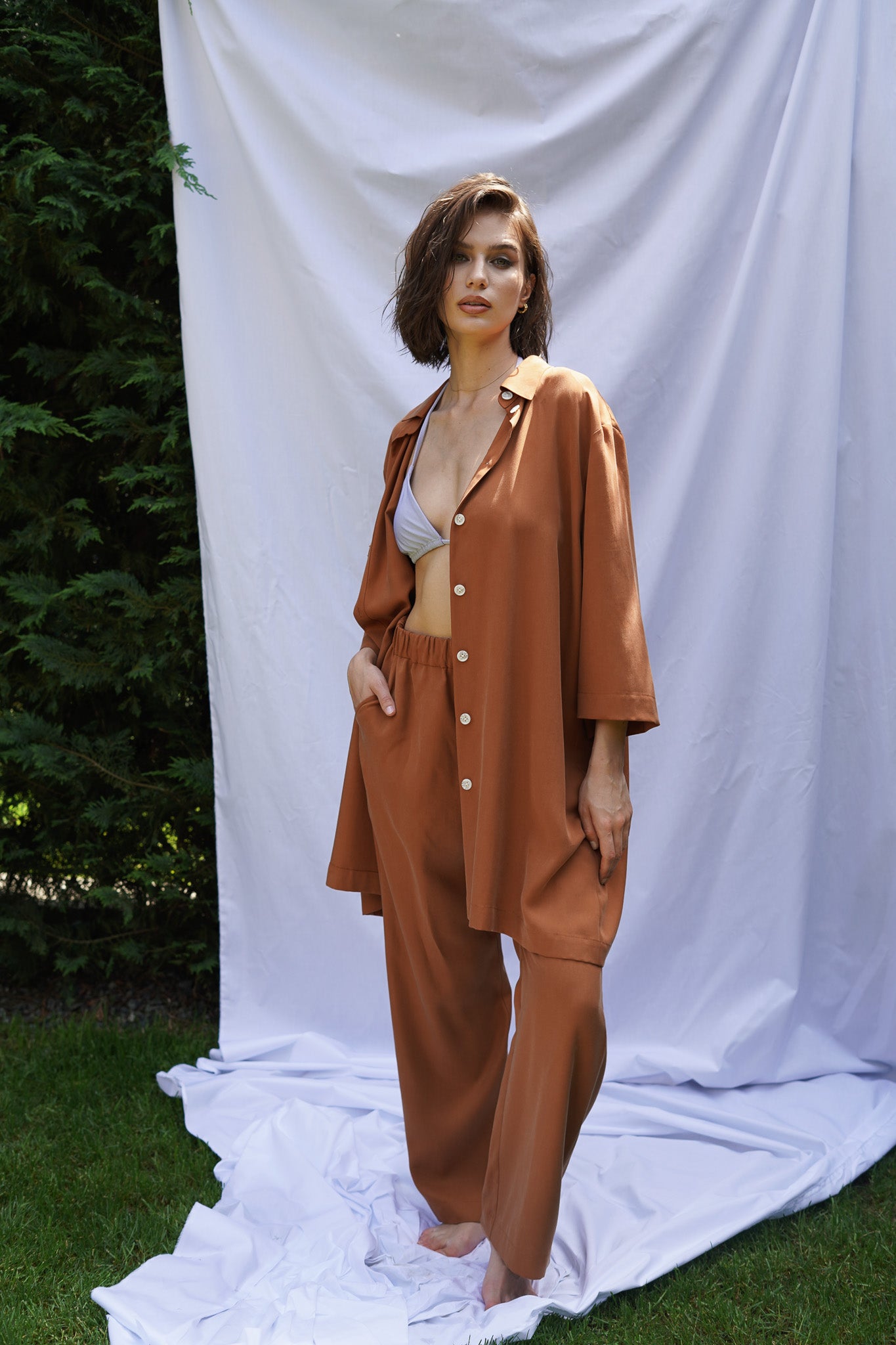 Summer nohavice na gumu tencel