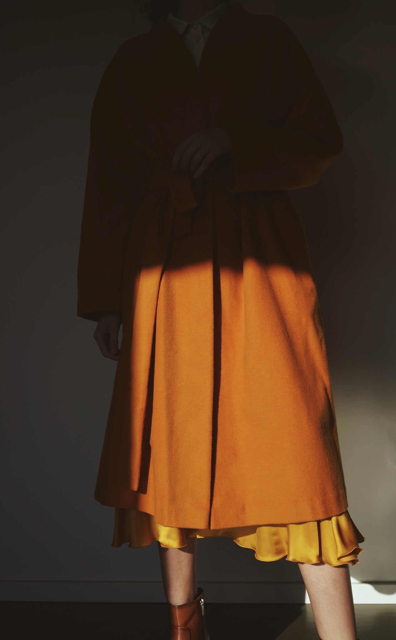 Ocher coat with belt