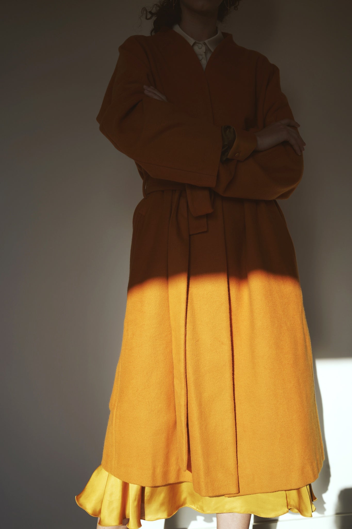 Ocher coat with belt