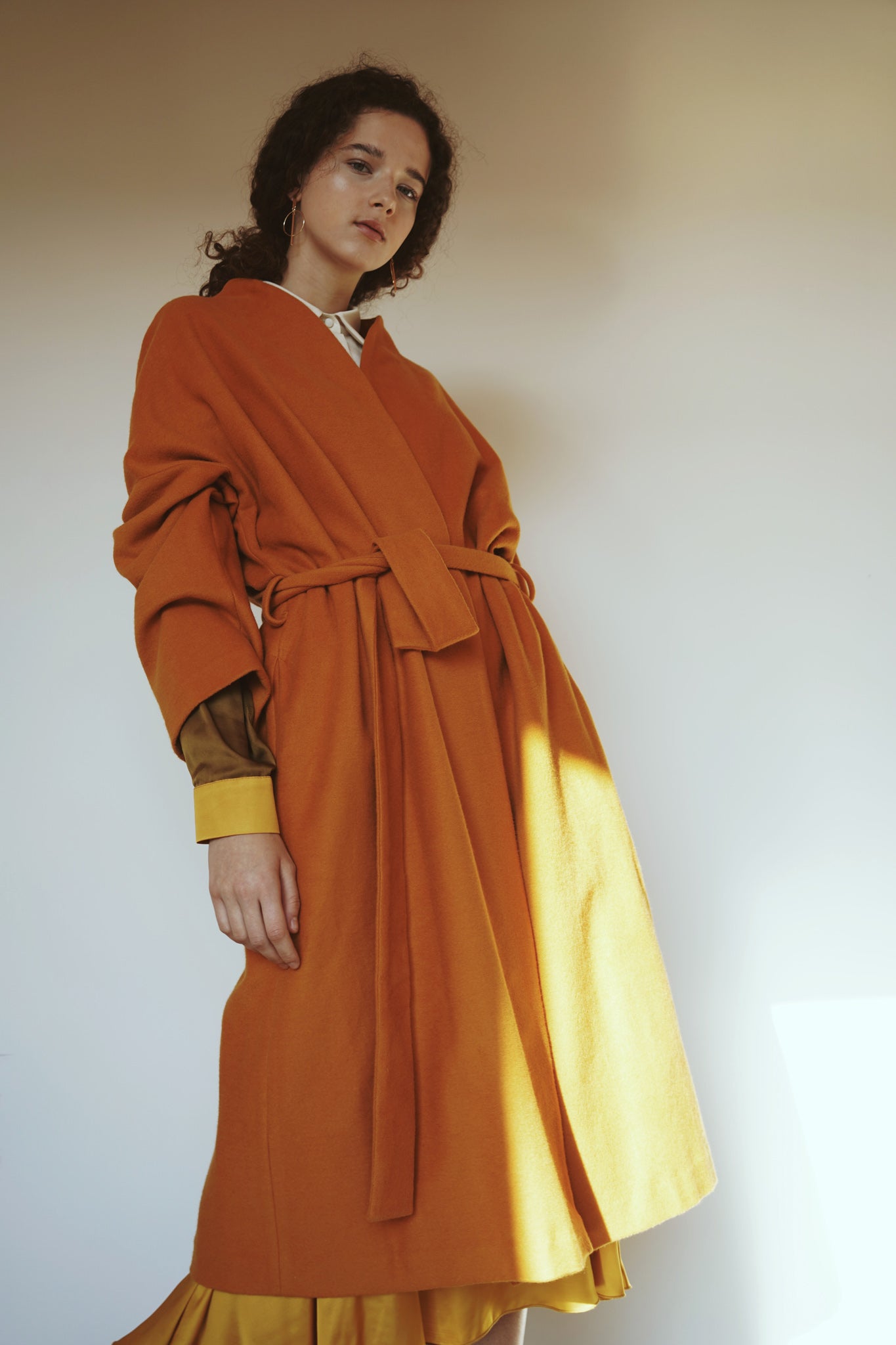 Ocher coat with belt