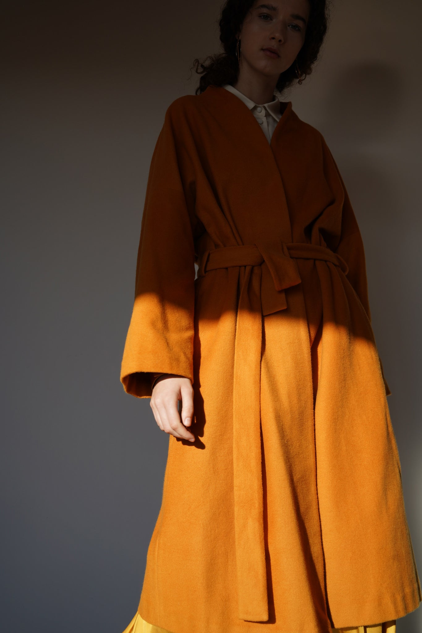 Ocher coat with belt